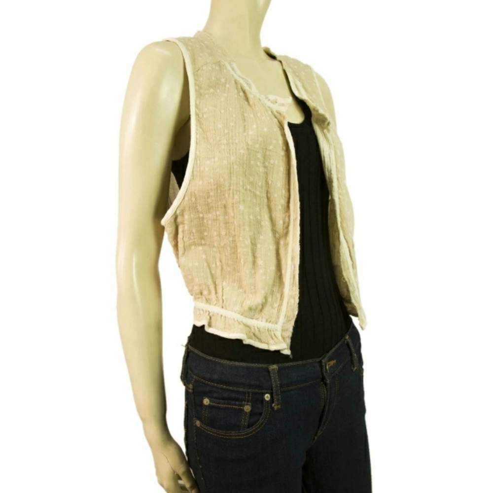 Scotch & Soda Cream Sleeveless Textured Vest